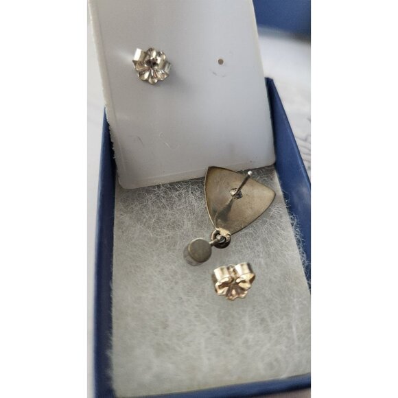 Earrings Lab Diamonds Post Silver Drop 4.8 gr Jerry & Fran Harr Handmade - Picture 5 of 8